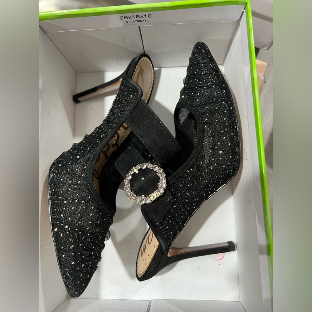 Sam Edelman Black and gold mule pump